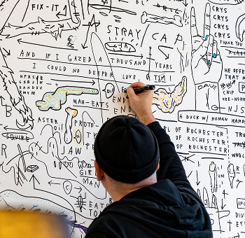 Drawing on the walls.