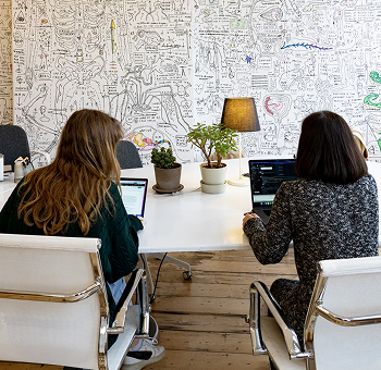 Members working at our shared desks.